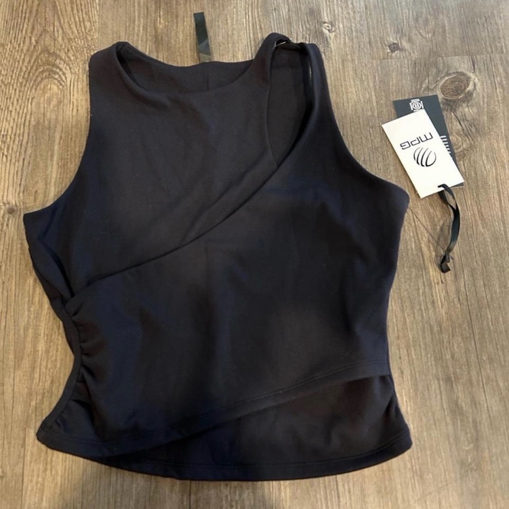 MPG Black Asymmetrical Workout Tank Top